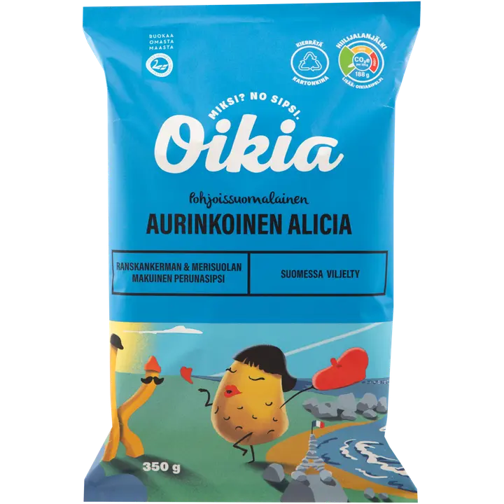 Oikia Aurinkoinen Alicia Ranskankerman & Merisuolan makuinen perunasipsi 350g-Oikia 阳光艾丽西亚法式奶油海盐味薯片 350g
