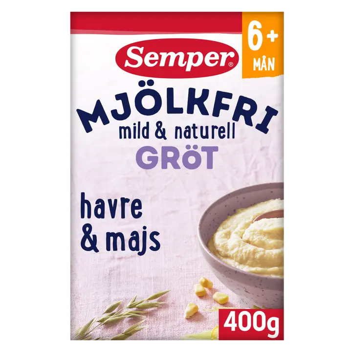 Semper Maidoton Puuro kaura & maissi 6kk puurojauhe 400g｜Semper 无乳制品 Puoro 燕麦玉米 6 个月粥粉 400g