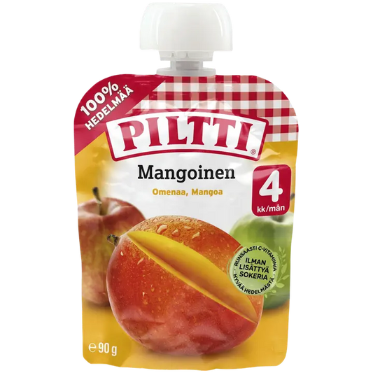Piltti 90g Mangoinen hedelmäsose 4kk annospussi｜Piltti 90克芒果果泥4个月份袋