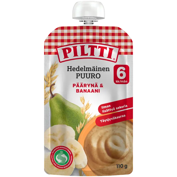 Piltti 110g Hedelmäinen Puuro Päärynä-banaani 6kk annospussi｜Piltti 110克水果粥梨香蕉6个月袋装