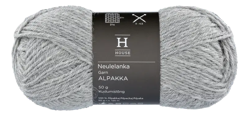 House 编织毛线 羊驼毛 710234 50克 浅灰色 2264｜House neulelanka Alpakka 710234 50 g Light Grey 2264