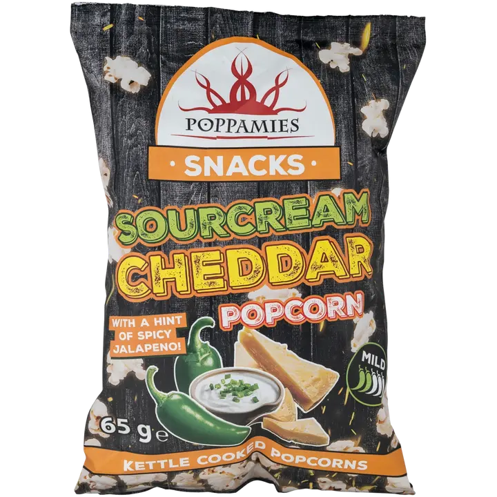 Poppamies Snacks Sourcream Cheddar Popcorn 65g-Poppamies 零食 酸奶油 切达干酪 爆米花 65g