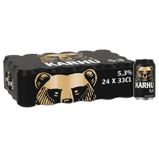Karhu Lager olut 5,3 % tölkki 0,33 L｜Karhu 5.3% 罐装饮料 0,33 L