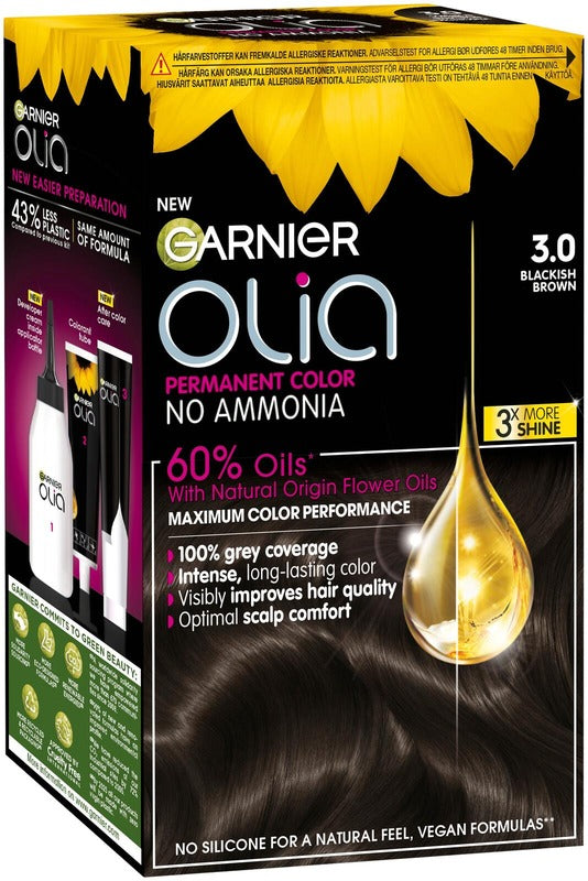 Garnier Olia 3.0 柔黑染发剂 174ml｜Garnier Olia 3.0 Soft Black kestoväri 174ml