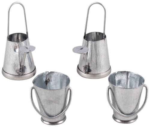Rayher Hobby metallinen kastelukannu + ämpäri, 2 tyyppiä, 2-3 cm, itsepalveluarkki 4 kpl