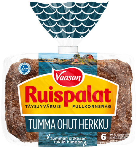 Vaasan Ruispalat Tumma Ohut Herkku 6 kpl 205 g täysjyväruisleipä｜Vaasan 黑麦面包片 深色薄片美味 6片 205g 全麦黑麦面包