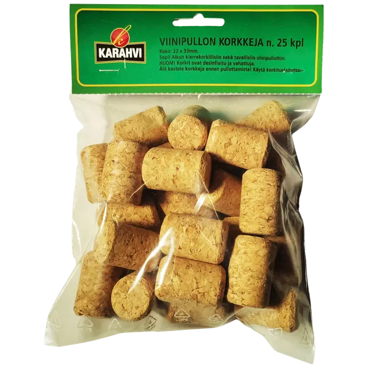 Karahvi luonnonkorkit 22x33mm, 25kpl｜Karahvi 自然帽 22x33mm， 25kpl