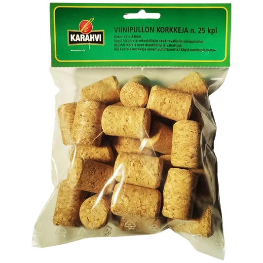 Karahvi luonnonkorkit 22x33mm, 25kpl｜Karahvi 自然帽 22x33mm， 25kpl