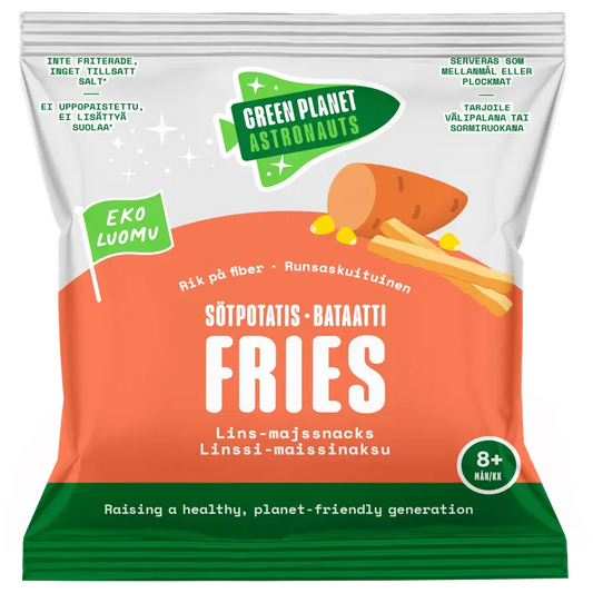 Green Planet Astronauts Luomu Bataattifries linssi-maissi-bataattinaksu 8kk+ 23g｜Green Planet Astronauts 有机红薯薯条扁豆玉米红薯零食 8 个月+ 23g