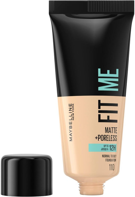 Maybelline New York Fit Me哑光控油粉底液 110 瓷器白 30ml｜Maybelline New York  Fit Me Matte & Poreless 110 Porcelain -meikkivoide 30ml