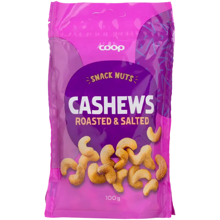 Coop  paahdetut & suolatut cashewpähkinät 100g-Coop 烤盐腰果 100g