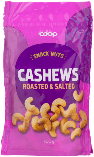Coop 烘烤咸味腰果 100g｜Coop  paahdetut & suolatut cashewpähkinät 100g
