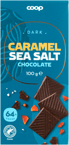 Coop 黑巧克力64%咸焦糖海盐味 100 g｜Coop tumma suklaa 64 % kinuski ja merisuola 100 g