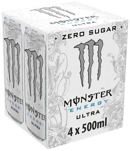 Monster Energy 4 罐装 Monster Ultra White 能量饮料罐 0,5 L