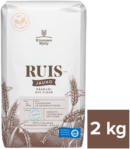 Kinnusen Mylly Ruisjauho 2 kg｜Kinnusen Mylly 黑麦粉 2 kg
