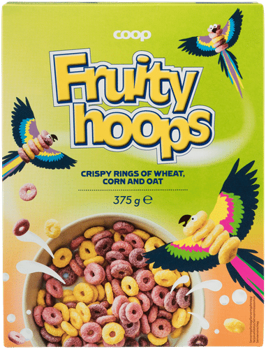Coop Fruity Hoops rapeat rinkulat 375 g｜Coop 水果圈脆环 375g