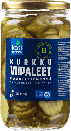 Kotimaista kurkkuviipaleet mausteliemessä, ei lisättyä sokeria 680/350 g