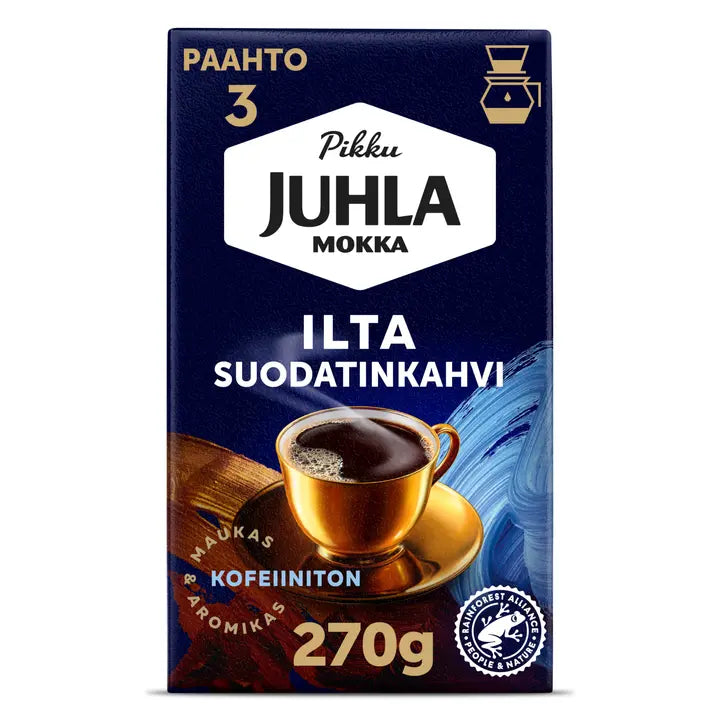 Paulig Juhla Mokka Ilta kofeiiniton kahvi suodatinjauhatus 270g｜Juhla Mokka Paulig Juhla Mokka Ilta 无咖啡因咖啡过滤研磨 270g