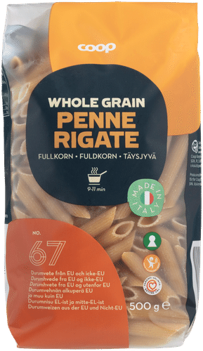 Coop 全麦斜管意面 500 g｜Coop Penne Rigate täysjyväpasta 500 g