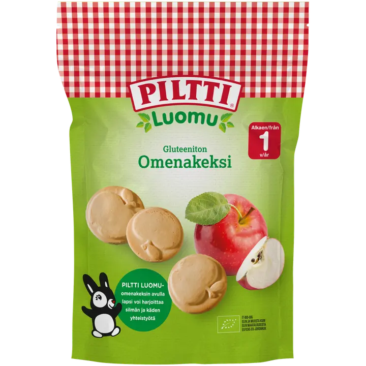 Piltti 150g Gluteeniton luomuomenakeksi 1v｜Piltti 150 克无麸质有机苹果饼干 1 年
