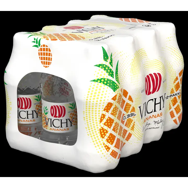 12xOLVI Vichy Ananas 0,33 l kmp｜Olvi 12xOLVI 维希菠萝 0.33 升瓶装