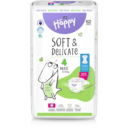 Happy Diapers Bella Maxi 4 teippivaippa 62 kpl 8-14 kg｜Happy Diapers Bella Maxi 4 胶带纸尿裤 62 片 8-14 公斤