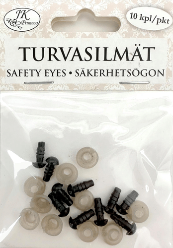 J.K. Primeco turvasilmät 6mm musta 10kpl