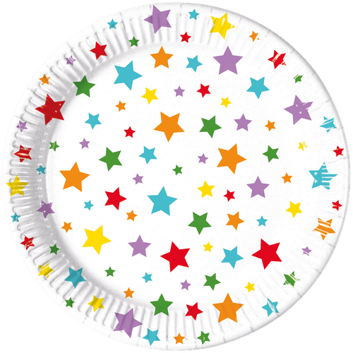 Decorata Party 多彩星星盘子 23厘米 8 kpl