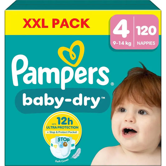 Pampers BabyDry S4 9-14kg 120kpl vaippa｜Pampers BabyDry S4 9-14公斤 120片纸尿裤