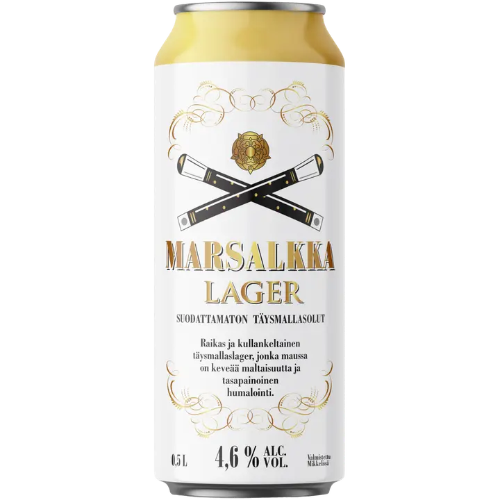 Marsalkka 淡饮料 4.6% 饮料 0.5l 罐装｜Marsalkka Lager 4,6% olut 0,5l tölkki