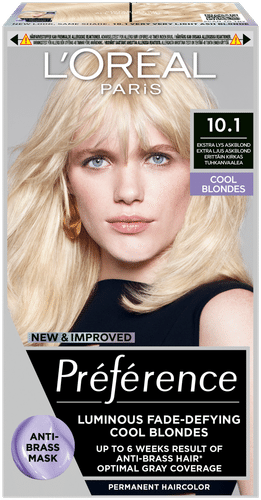 L'Oréal Paris Préférence 10.1 Helsinki Extra Light Ash Blonde Erittäin kirkas tuhkanvaalea kestoväri 1kpl