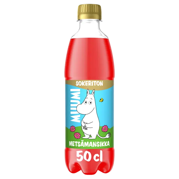Muumi Metsämansikka Sokeriton virvoitusjuoma muovipullo 0,5 L｜Muumi 森林草莓无糖汽水塑料瓶 0,5 L