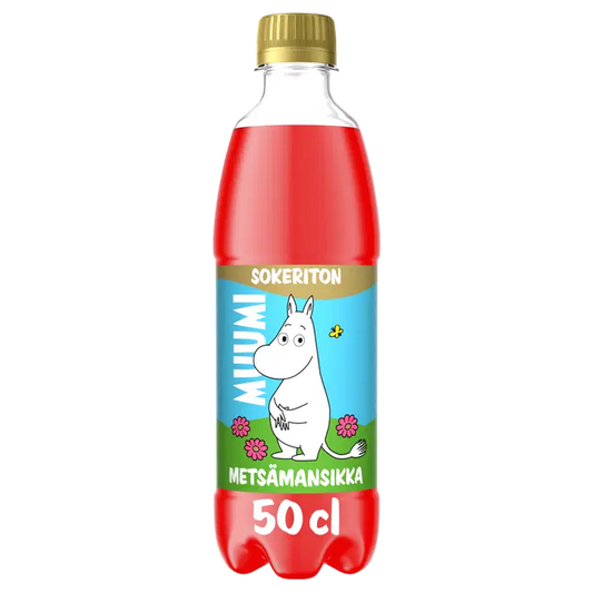 Muumi Metsämansikka Sokeriton virvoitusjuoma muovipullo 0,5 L｜Muumi 森林草莓无糖汽水塑料瓶 0,5 L