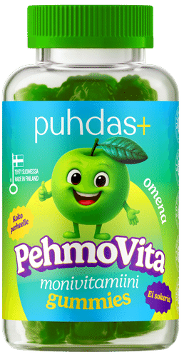 Puhdas+ PehmoVita苹果复合维生素软糖 75 kpl｜Puhdas+ PehmoVita Omena monivitamiini gummies 75 kpl