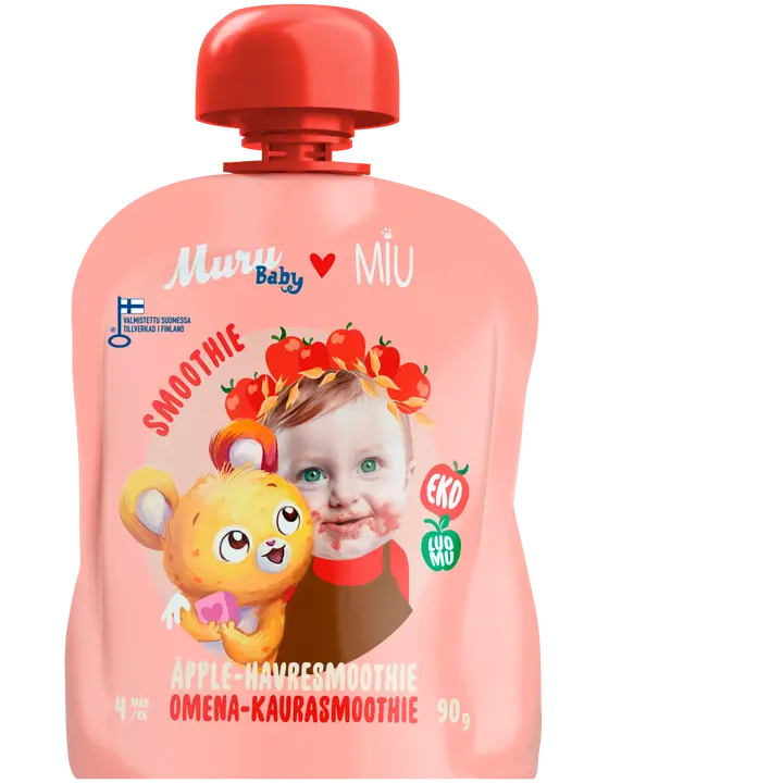 Muru Baby MIU Omena-kaurasmoothie alkaen 4kk 90g lasten luomuvälipala｜Muru Baby MIU 苹果燕麦冰沙 4 个月起 90 克 儿童有机零食