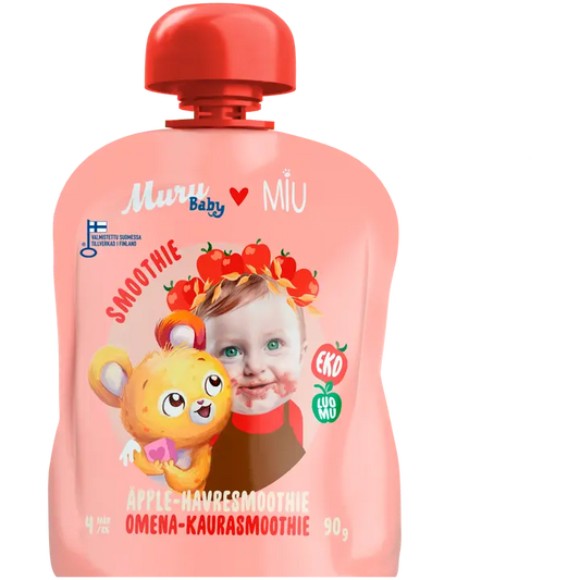 Muru Baby MIU Omena-kaurasmoothie alkaen 4kk 90g lasten luomuvälipala｜Muru Baby MIU 苹果燕麦冰沙 4 个月起 90 克 儿童有机零食