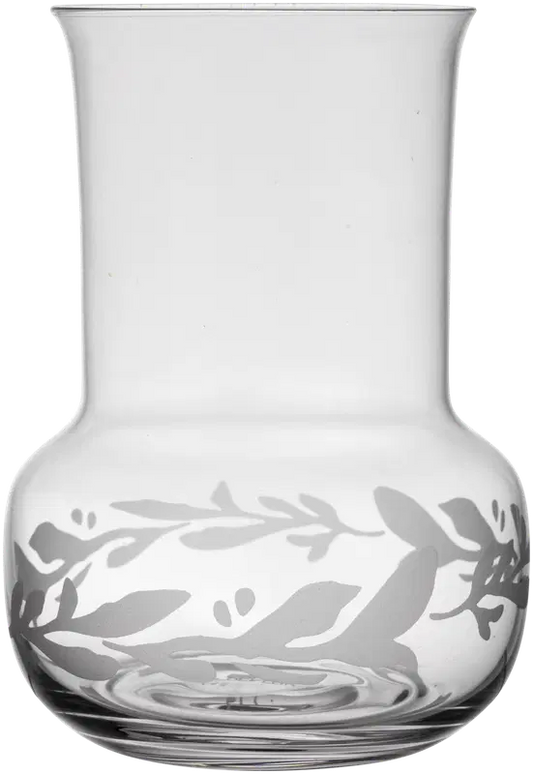 Pentik Hetki 玻璃花瓶 14x19厘米 叶纹 透明