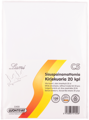 Luontevat Lumi C5信封 白色 自粘封口 20 kpl