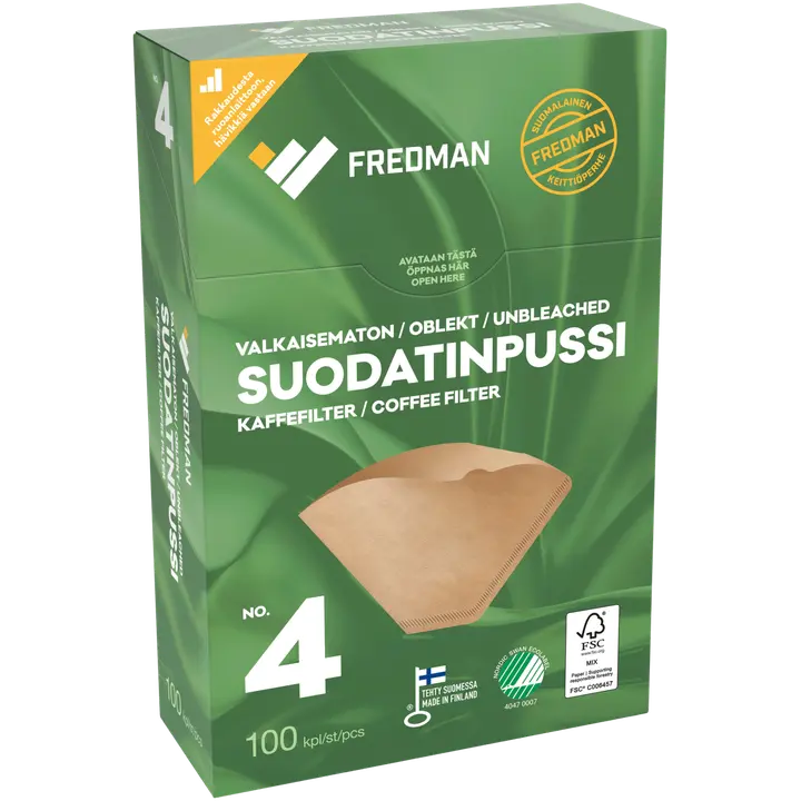 Fredman Suodatinpussi No 4 valkaisematon 100kpl｜Fredman 4号滤袋本色 100kpl