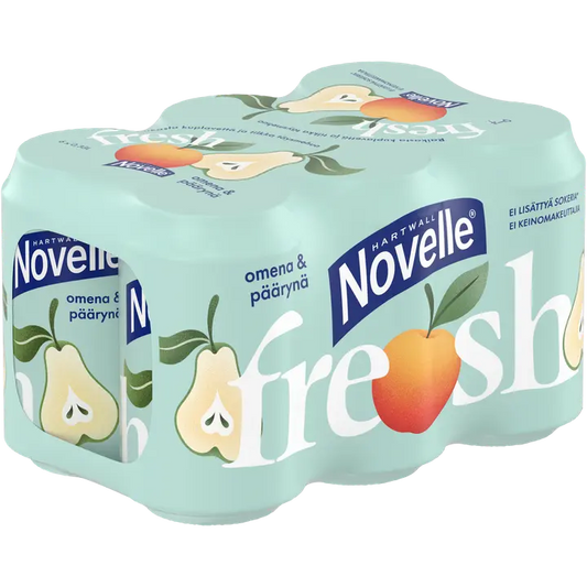 6 x Hartwall Novelle Fresh Omena-Päärynä kivennäisvesi 0,33 l｜Hartwall Novelle Fresh 6 x Hartwall Novelle 新鲜苹果梨矿泉水 0,33 l