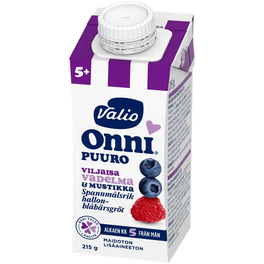 Valio Onni® vadelma-mustikkapuuro 215 g UHT (alk 5 kk)｜Onni Valio Onni® 覆盆子蓝莓粥 215 克 UHT（5 个月以上）
