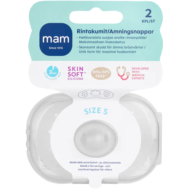 MAM Nipple Shields Rintakumi 2kpl koko S｜None MAM 乳头罩乳房橡胶 2 件装 S 号