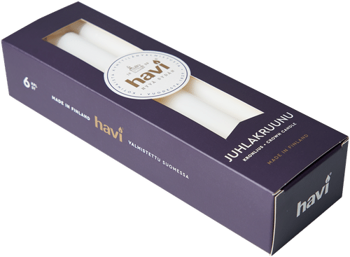 Havi 派对皇冠蜡烛 白色 24cm 6支 8小时｜Havi juhlakruunukynttilä valkoinen 24cm 6kpl 8 h