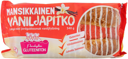 Porokylän Mansikkainen vaniljapitko 340 g mansikanmakuinen vaniljatäytepitko gluteeniton｜Porokylän 草莓香草辫子面包 340g 草莓味香草夹心辫子面包 无麸质