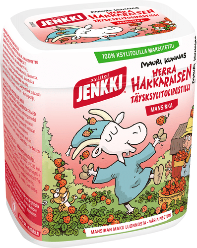 Herra Hakkarainen Jenkki Herra Hakkarainen草莓全木糖醇含片 55g｜Jenkki Herra Hakkarainen Mansikka täysksylitolipastilli 55g