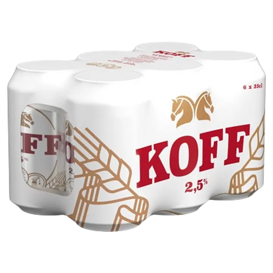 6-pack Koff Lager olut 2,5 % tölkki 0,33 L｜Koff 6 罐装 Koff Lager 饮料 2.5% 罐装 0,33 L