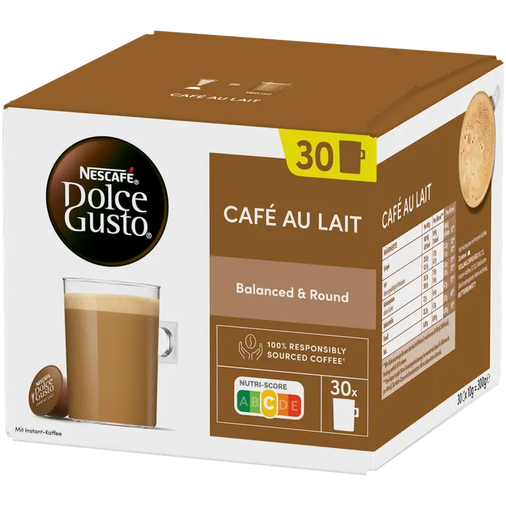 Nescafé Dolce Gusto 30kaps/300g Café au Lait maitokahvikapseli｜Dolce Gusto Nescafé Dolce Gusto 30粒/300克 牛奶咖啡胶囊
