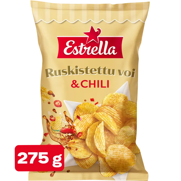 Estrella Ruskistettu voi & Chili sipsi 275g-Estrella 棕色黄油和辣椒片 275g
