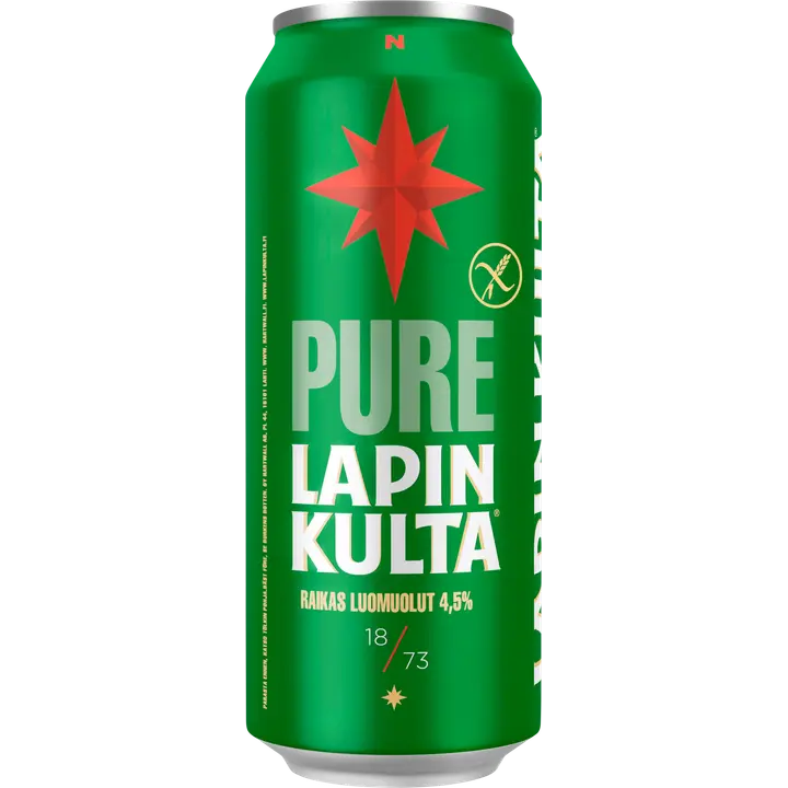 Lapin Kulta Pure gluteeniton Luomuolut 4,5% 0,5 l｜Lapin Kulta 纯无麸质有机饮料 4.5% 0,5 l