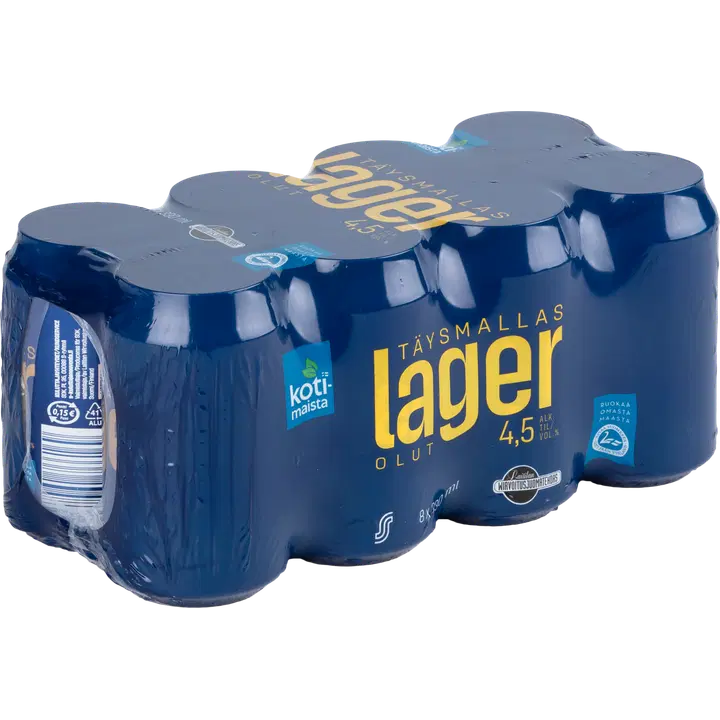 Kotimaista täysmallaslager 4,5% 8x0,33l tlk｜Kotimaista 全麦芽饮料 4.5% 8x0.33l tlk